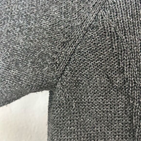 EILEEN FISHER Metallic Open Cardigan Sweater Medium Sparkle Knit Neutral Luxe - Picture 15 of 16